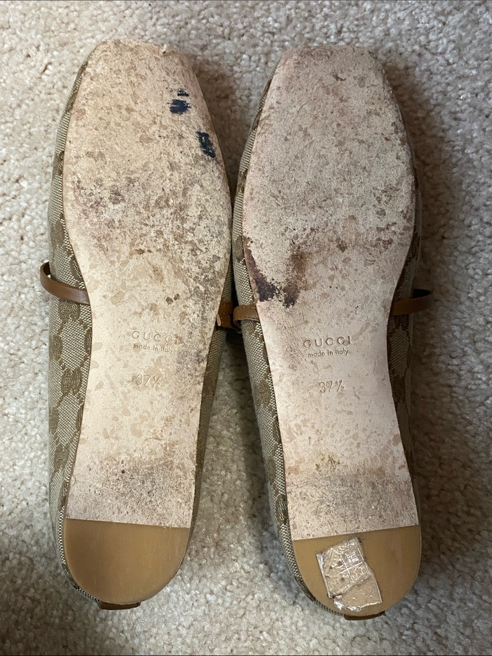 Gucci Tan Brown Monogram Canvas Horsebit Mary Jane Flats - Picture 3 of 5